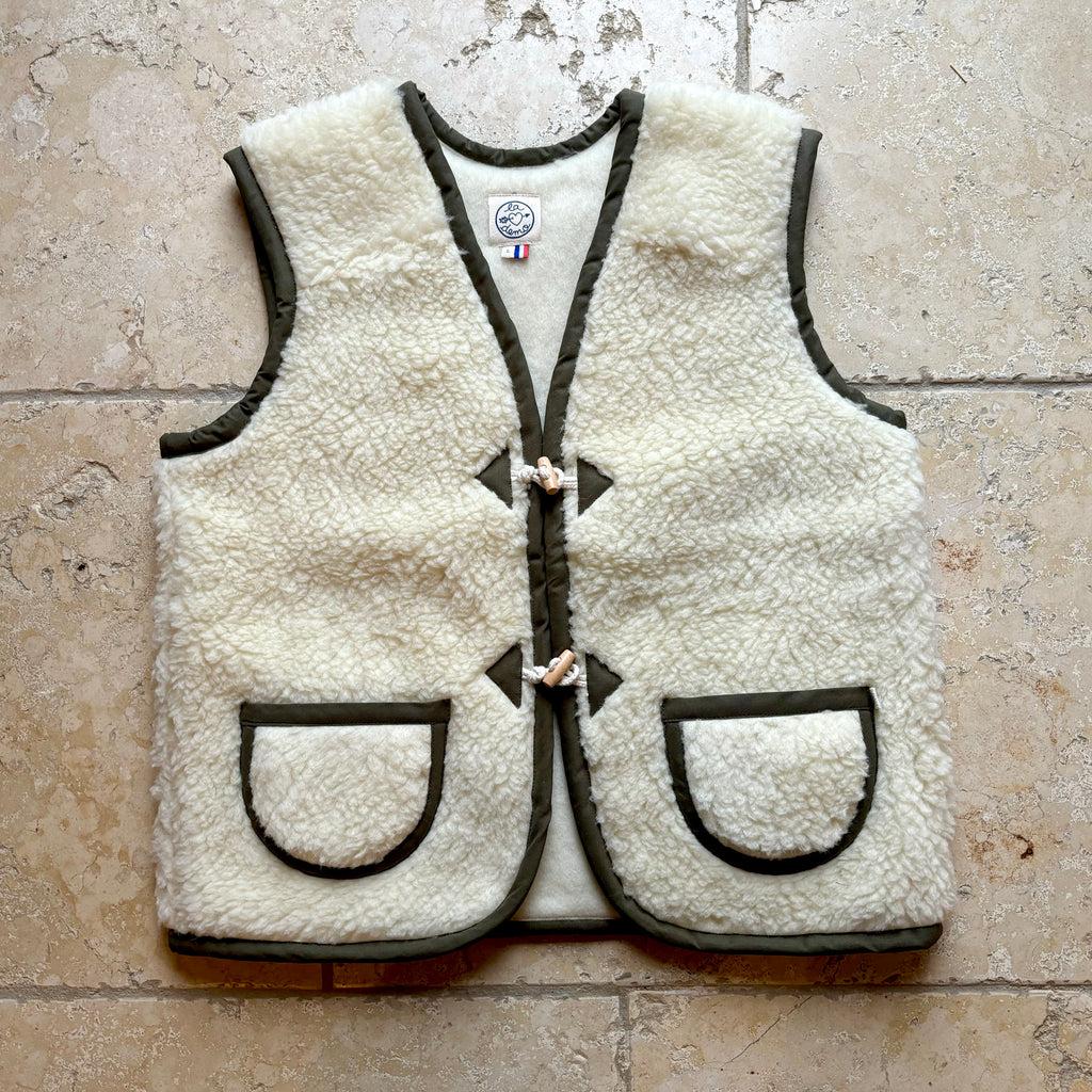 Gilet MOUTON ADULTE Ecru / Kaki