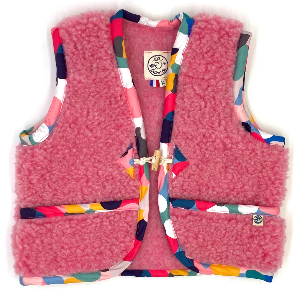 Gilet MOUTON enfant rose/multico