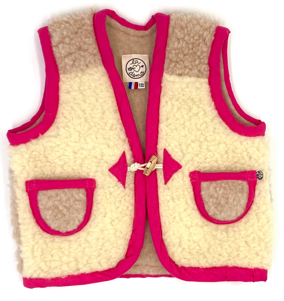 Gilet MOUTON enfant beige/rose