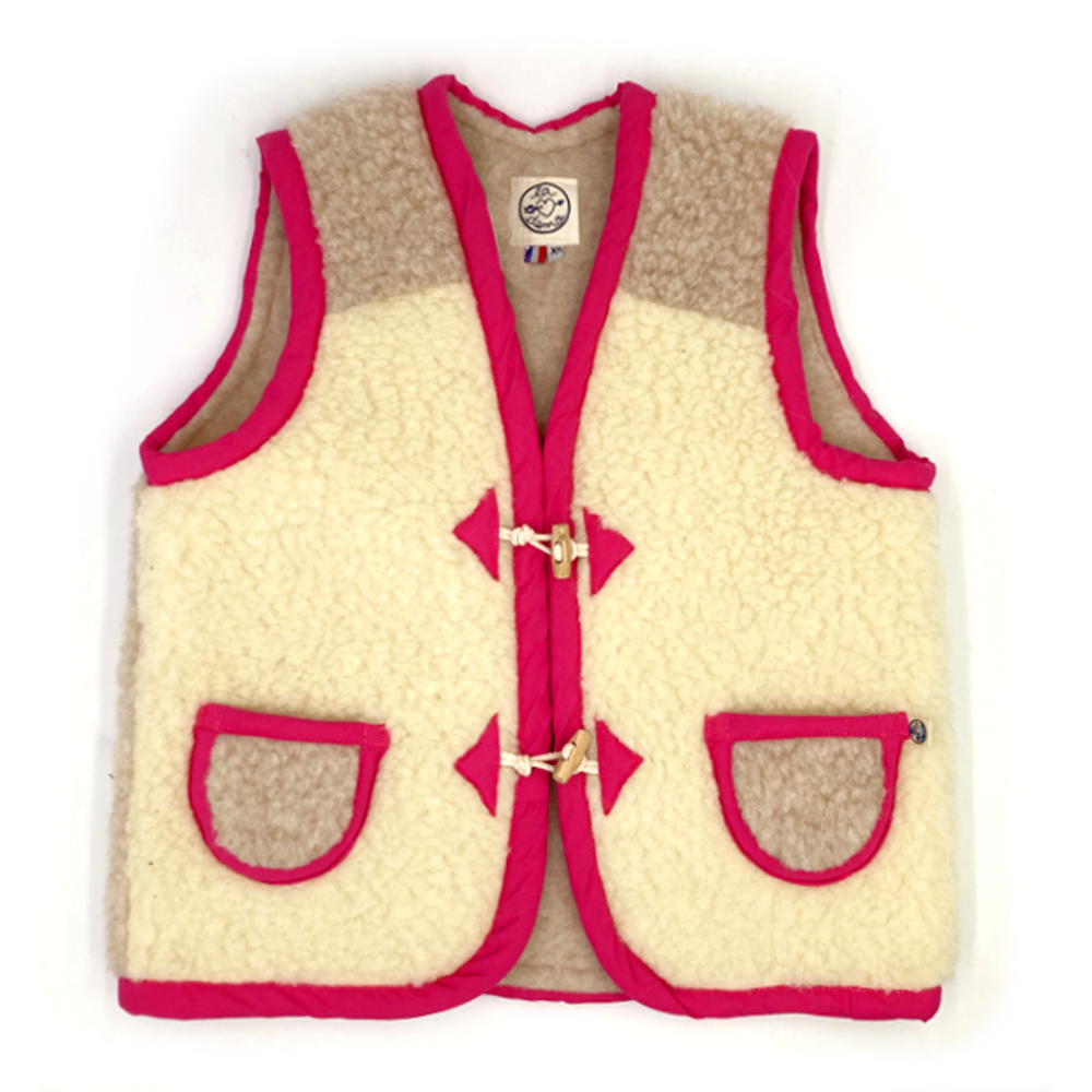 Gilet MOUTON ADULTE bicolore beige fushia