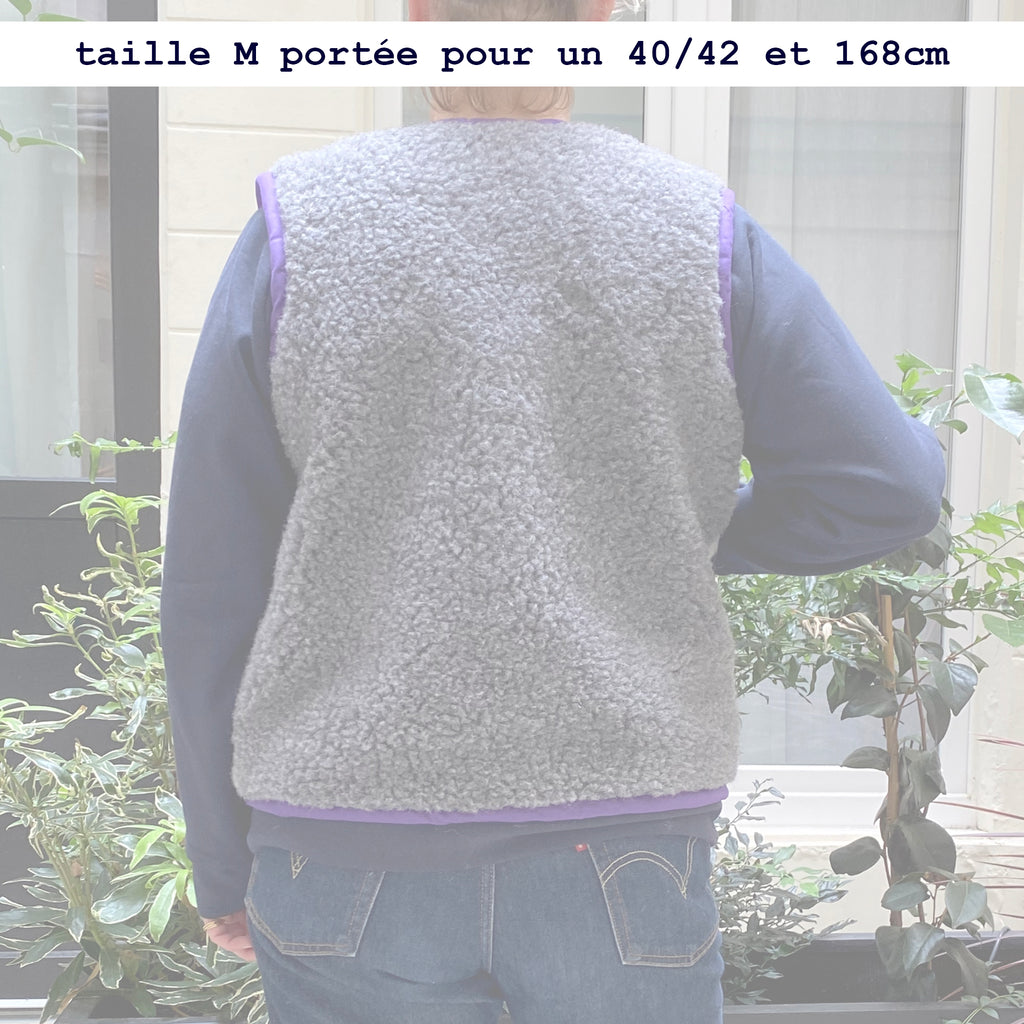 Gilet MOUTON ADULTE bicolore gris violet