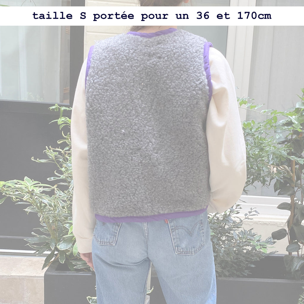 Gilet MOUTON ADULTE bicolore gris violet