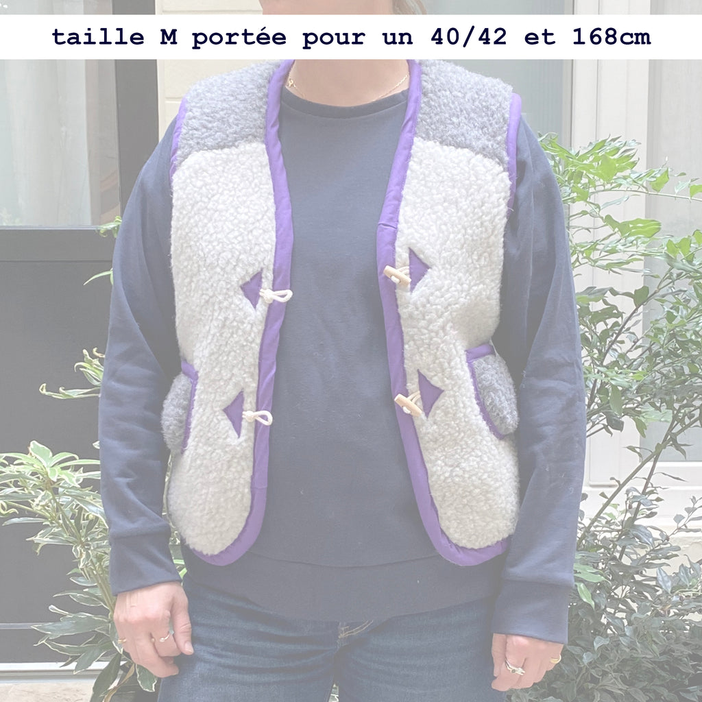 Gilet MOUTON ADULTE bicolore gris violet