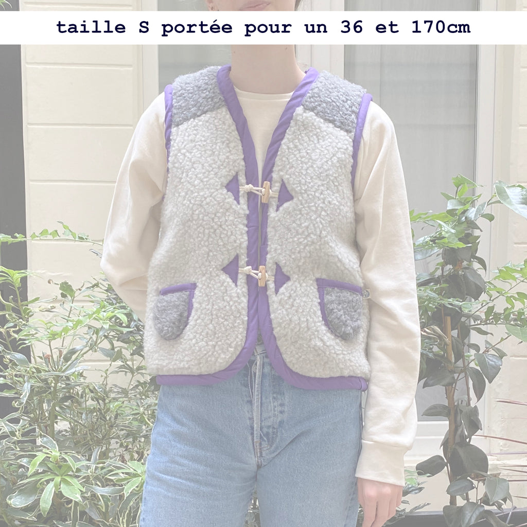 Gilet MOUTON ADULTE bicolore gris violet