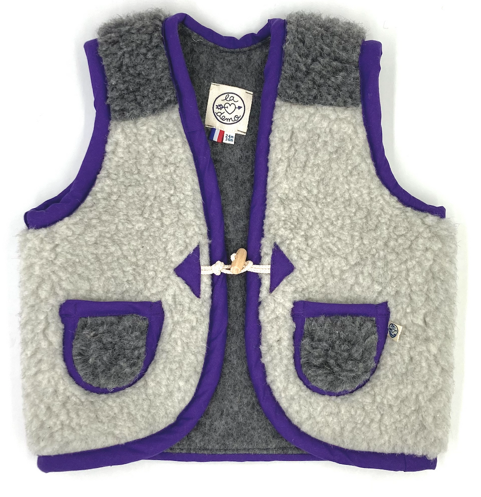 Gilet MOUTON enfant gris/violet