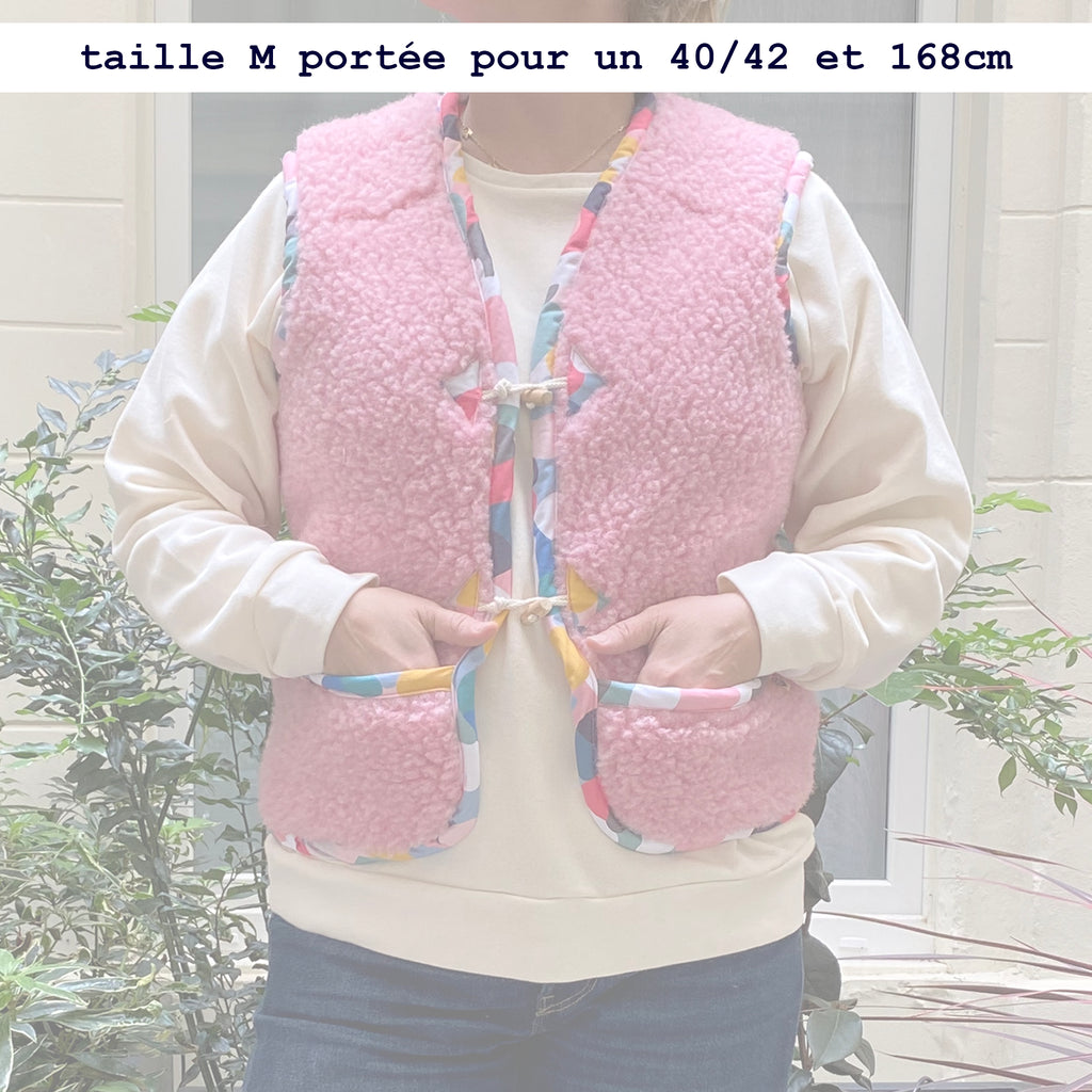 Gilet MOUTON ADULTE rose AOP