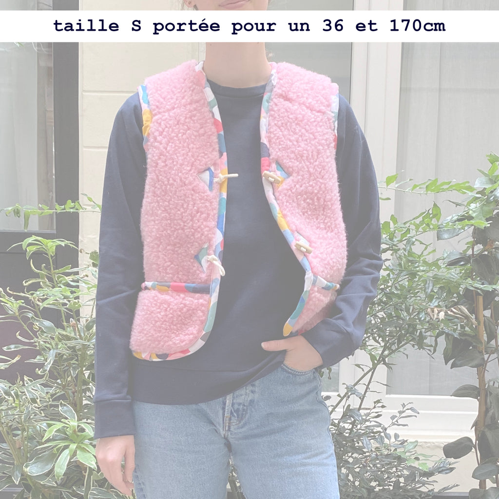 Gilet MOUTON ADULTE rose AOP