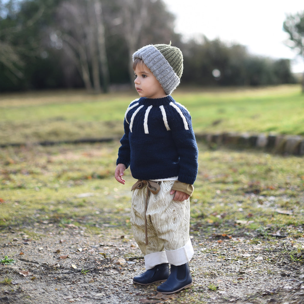Sarouel denim imprimé BOIS