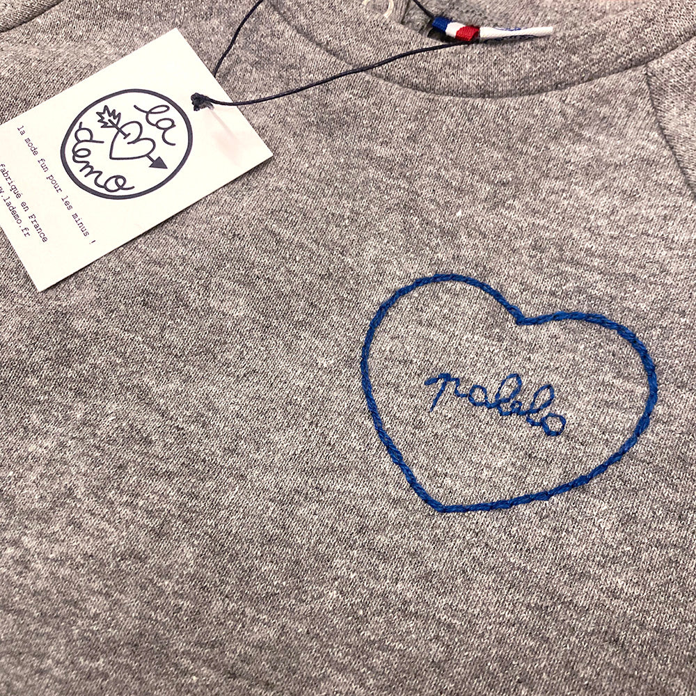 sweat-shirt ADULTE gris chiné broderie personnalisée