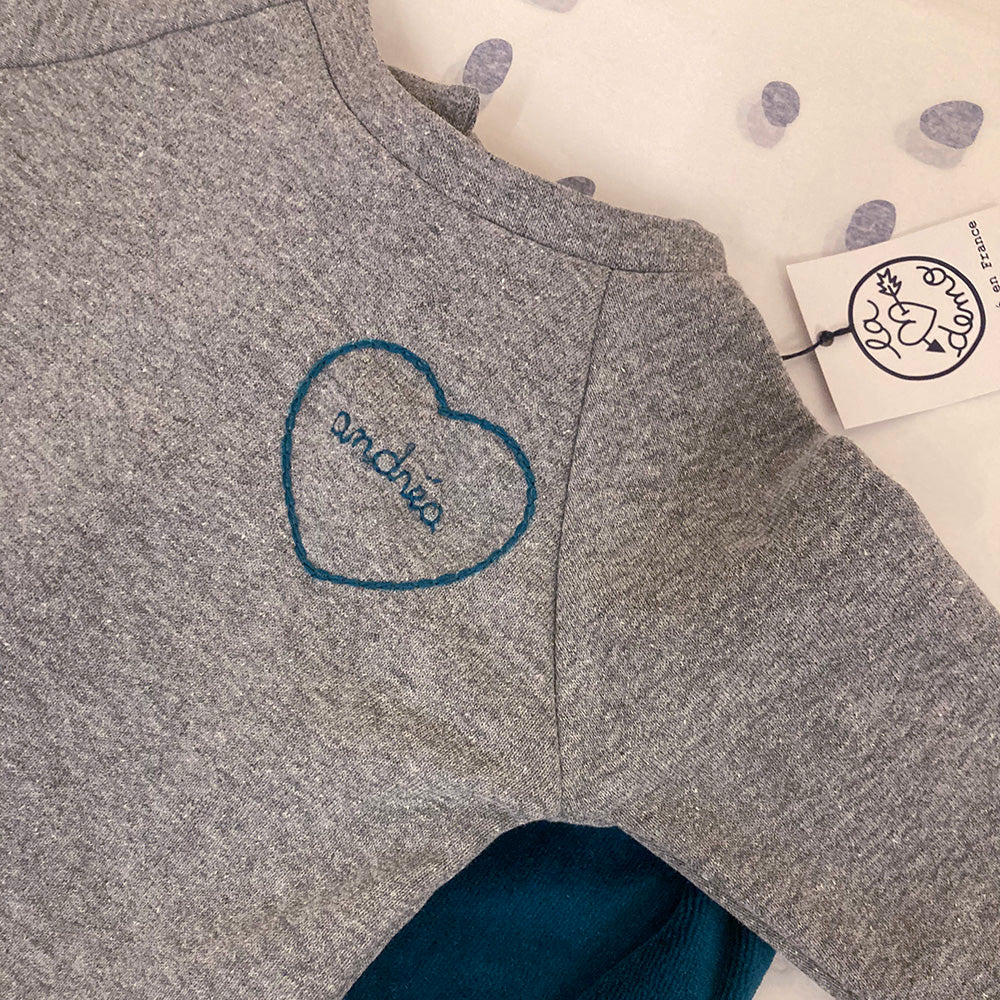 sweat-shirt ADULTE gris chiné broderie personnalisée
