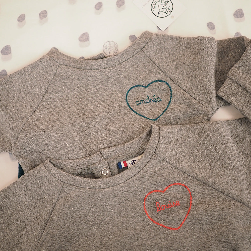 sweat-shirt ADULTE gris chiné broderie personnalisée