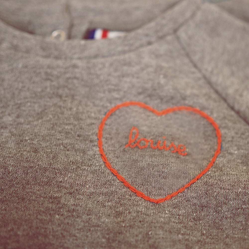 sweat-shirt ADULTE gris chiné broderie personnalisée