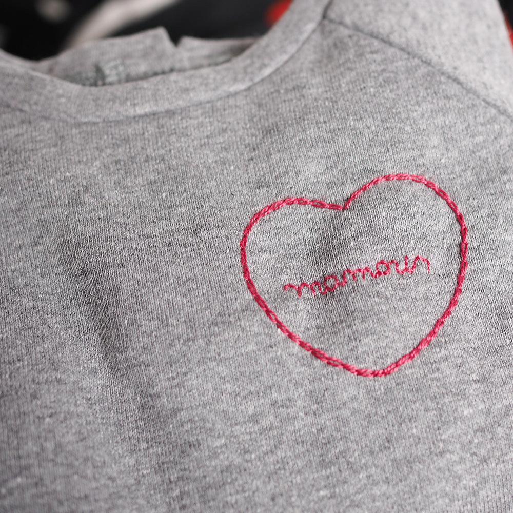 sweat-shirt ADULTE gris chiné broderie personnalisée