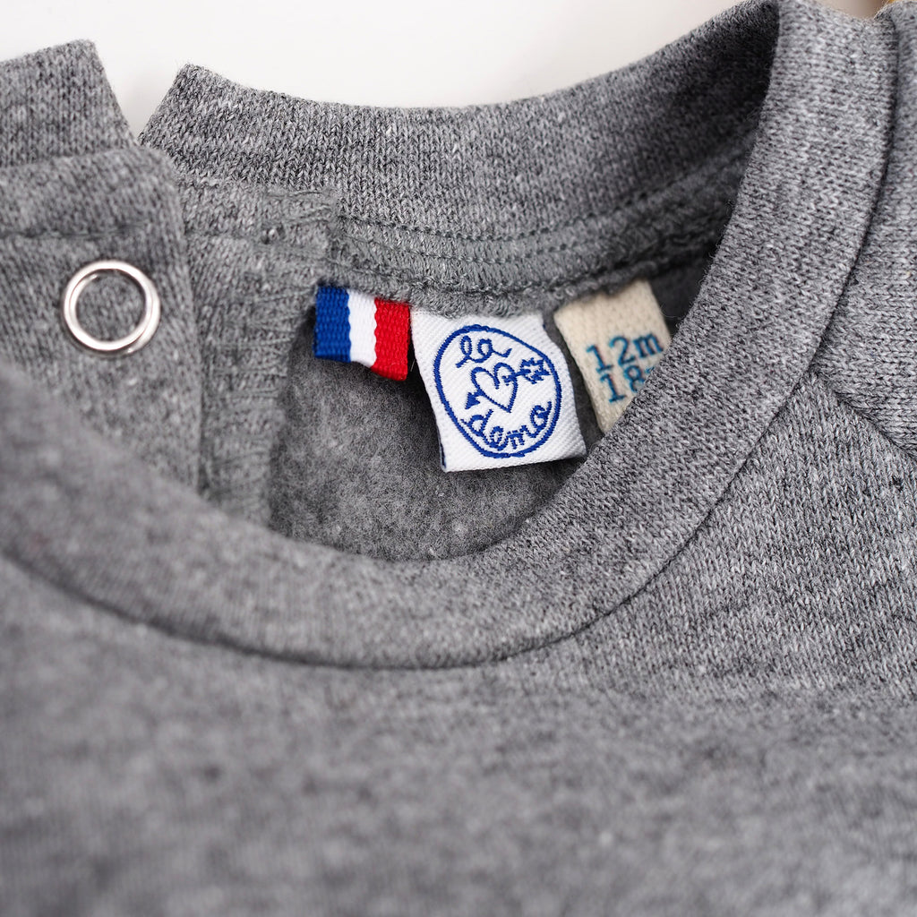 sweat-shirt gris chiné broderie personnalisée