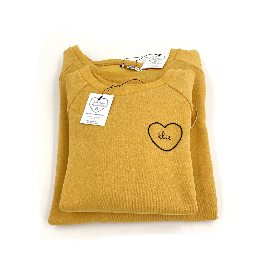 sweat-shirt ADULTE moutarde broderie personnalisée